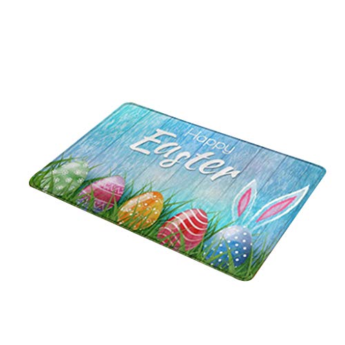 Dekorative Fußmatte mit Aufschrift "Happy Easter Eggs", rechteckig, rutschfest, für Badezimmer, Küche, Schlafzimmer, Stuhl, Teppich, groß von Ruarby