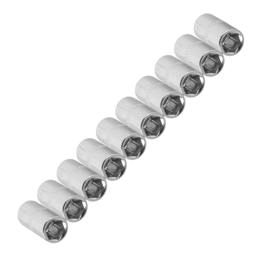 Essential kurzer Steckschlüssel, 1/4-Zoll-Antrieb, 6-Punkt-metrisch, 4 mm-14 mm, Auswahl für Beruf, mechanisch, silberfarben, Steckschlüssel von Ruarby