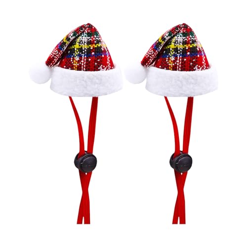 Geflochtene Haustier-Weihnachtsmannmütze, Weihnachtskostüm, Kopfbedeckung für Hunde, Katzen, Festival, Requisiten, Weihnachtsmannmütze, Haustier-Cosplay-Zubehör, 2 Stück Kleintier-Weihnachtsmütze von Ruarby