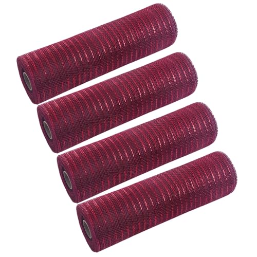 Netzband für Weihnachtsbaumschmuck, wasserdicht, für Schleifen, Kränze und Geschenkkorb, mehrfarbig, 4 Stück von Ruarby