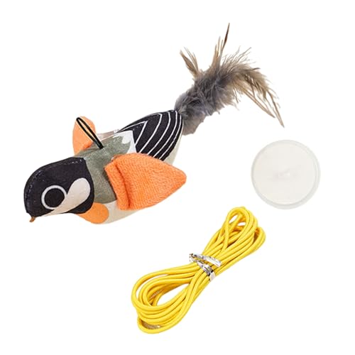 Plüschspielzeug in Vogelform für Katzen, weiches und realistisches Vogelgeräusch mit Saugnapf, Seil, Wandhalterung, Katzen von Ruarby