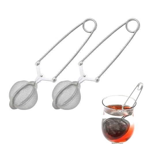 2 Stück Teeei für Losen Tee, 304 Edelstahl Kugel Form Teefilter, Tea Infuser mit Pressen langem Griff für Loser Tee, Gewürze, Rose, Kaffee von Ruayia