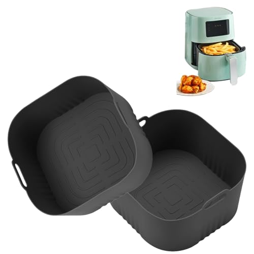 Ruayia 2 Stück Silikonform Heißluftfritteuse, Zubehör für Philips HD9252 HD9200 HD9255, Wiederverwendbares Airfryer Zubehör Silikon Einsätze - Stil 2 - Schwarz von Ruayia