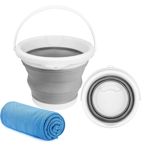 Ruayia 5L Faltbarer Eimer, Collapsible Plastic Bucket, Faltbarer Wassereimer, Foldable Round Tub, Pop-up-Eimer, Zusammenklappbar Kunststoffeimer für Camping Draußen Angeln Sandkasten Eimer-Grau Weiß Ruayia 5L Faltbarer Eimer, Collapsible Plastic Bucket, Faltbarer Wassereimer, Foldable Round Tub, Pop-up-Eimer, Zusammenklappbar Kunststoffeimer für Camping Draußen Angeln Sandkasten Eimer-Grau Weiß von Ruayia