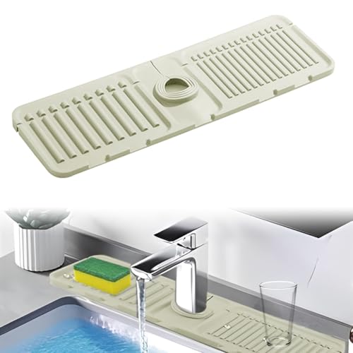 Ruayia Abtropfmatte aus Silikon für Wasserhähne, Spritzschutz Abtropftablett Matte, Spritzschutz für Spülbecken, Tropffänger Tablett Wasserfänger Matte für Küche Bad Spülbecken (Weiß) von Ruayia