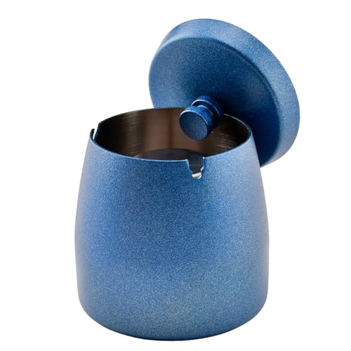Ruayia Aschenbecher mit Decke, Sturmaschenbecher Windaschenbecher Edelstahl, Sturmaschenbecher mit Rutschfest Boden, Standaschenbecher für Draußen und Innen - Großformat - Bleu von Ruayia