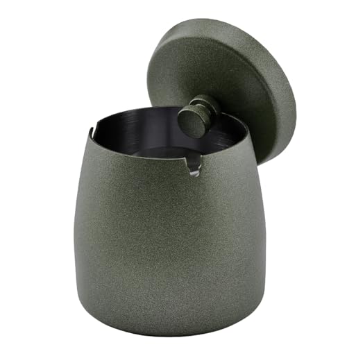 Ruayia Aschenbecher mit Decke, Sturmaschenbecher Windaschenbecher Edelstahl, Sturmaschenbecher mit Rutschfest Boden, Standaschenbecher für Draußen und Innen - Großformat - Schwarz von Ruayia