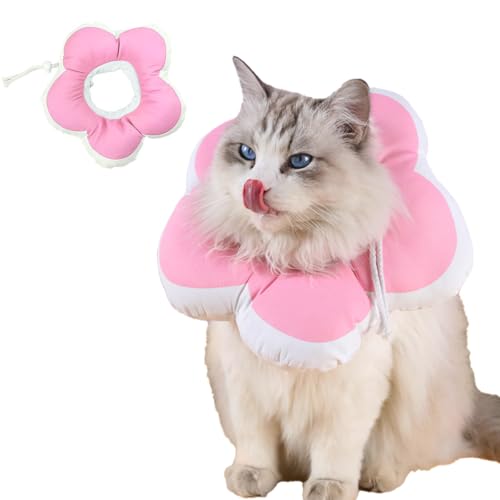 Ruayia Halskrause Katze Einstellbar, Katzen Halskrause Weich Verhindert das Lecken und Kratzen Halskrausen Katzenkragen Wasserdichte für katzen für nach Operationen - Rosa von Ruayia