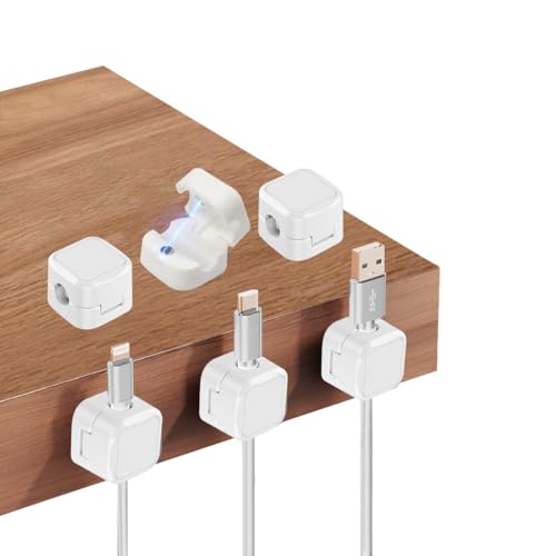 Ruayia Kabelhalter 6 Stück Kabel Organizer Weiß, Kabelclips Magnetische Kabelmanagement für Schreibtisch, Ladekabeln Netzkabel, Mikro Kabel, USB C Ladekabel Audiokabel - Weiß Ruayia Kabelhalter 6 Stück Kabel Organizer Weiß, Kabelclips Magnetische Kabelmanagement für Schreibtisch, Ladekabeln Netzkabel, Mikro Kabel, USB C Ladekabel Audiokabel - Weiß von Ruayia