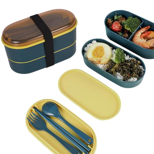 Ruayia Mini Lunchbox, Auslaufsichere Brotdose mit Fächern, Bento Box für Kinder mit Besteck, Auslaufsicher Essensbox, Vesperbox und Frühstücksbox mit Unterteilung - Grün von Ruayia