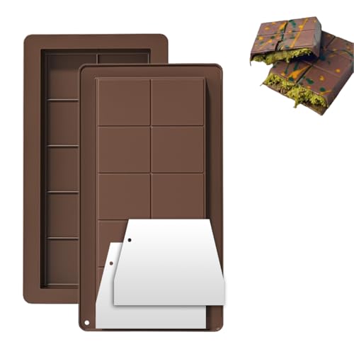 Ruayia Schokoladenform Silikon Tief 2 Stück Mit 2 Schaber, Extra Tief Schokoladentafel Form Schokoladenform Schokolade Form für Schokolade Praline Süßigkeiten - 2 Stück - Rechteckig von Ruayia