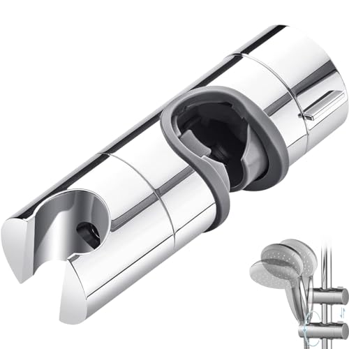 Ruayia Universal Handbrause Halterung, Verstellbar Duschkopfhalterung, Verchromt Handbrause Halterung, Brausehalter für Slide, für Duschstangen mit Außendurchmesser von 18-25 mm (Silber) von Ruayia