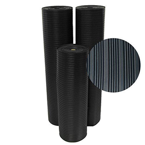 Rubber-Cal 03_167_W_CO_10 Composite Rib Corrugated Rubber Floor Mats, 1/8" Thick x 3' x 10' Roll, Black von Rubber-Cal
