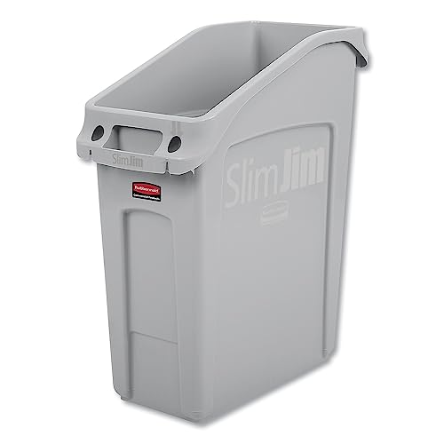 Rubbermaid Commercial Products 2026695 Slim Jim Abfalleimer mit Belüftungskanälen, 13 Gallonen, Grau von Rubbermaid Commercial Products