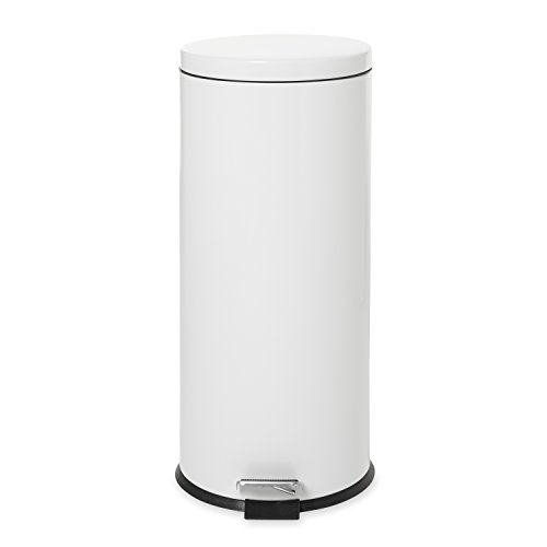 Rubbermaid Commercial Products 8gal Steel Round Medi Can Step Trash Can with Galvanized Liner - White von Rubbermaid Commercial Products