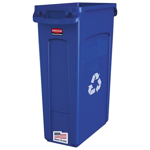 Rubbermaid | Wertstoffsammler/Abfalleimer SLIM JIM® | Volumen 87 l | mit Lüftungskanälen | blau von Rubbermaid Commercial Products