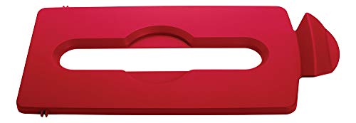 Rubbermaid Commercial Products Slim Jim Recycling Station Stream Topper mit Papierschlitz-Deckel, Rot von Rubbermaid Commercial Products