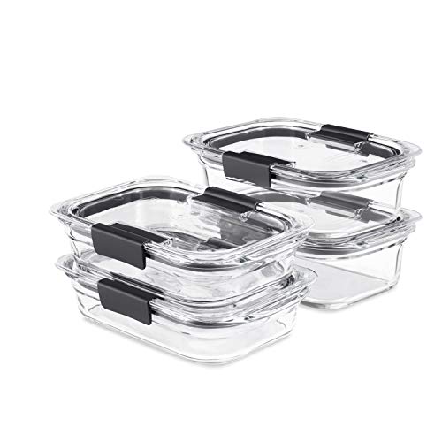 Rubbermaid 2118313 Brilliance Glasaufbewahrung Set mit 4 Lebensmittelbehältern mit Deckel (8 Stück insgesamt), Glas, farblos von Rubbermaid