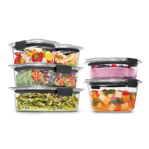 Rubbermaid Brilliance® runde und rechteckige auslaufsichere Frischhaltedosen, 12-teiliges Set von Rubbermaid