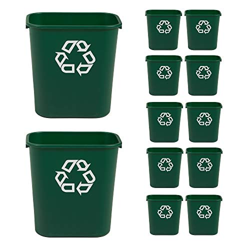 Rubbermaid Commercial Products FG295606GRN Plastic Resin Deskside Recycling Can, 7 Gallon, Green Recycling Symbol, 12 Pack von Rubbermaid