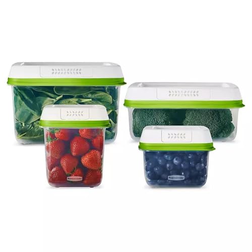 Rubbermaid FreshWorks Frischhaltedosen, mittlere und große Aufbewahrungsbehälter, mit Deckel, 8-teiliges Set von Rubbermaid