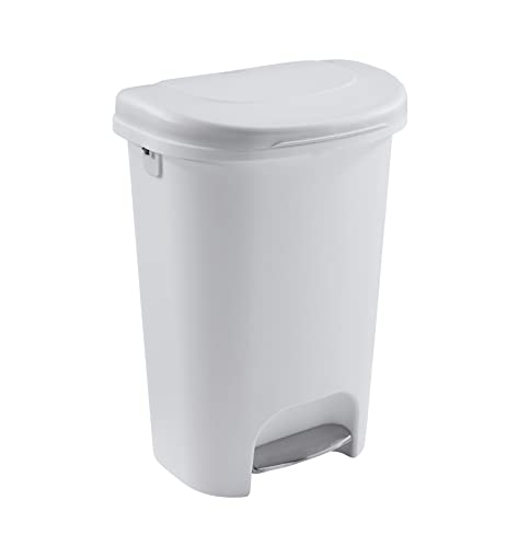 Rubbermaid Klassischer 13 Gallonen Premium Treteimer mit Deckel, weißer Abfalleimer für Küche, klein von Rubbermaid