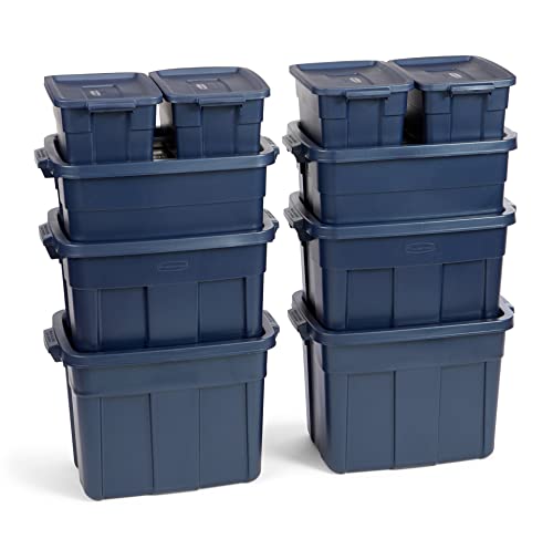 Rubbermaid Roughneck Aufbewahrungsboxen, robust, stapelbar, ideal für Garage, Umzugskartons und mehr, 10 Stück von Rubbermaid