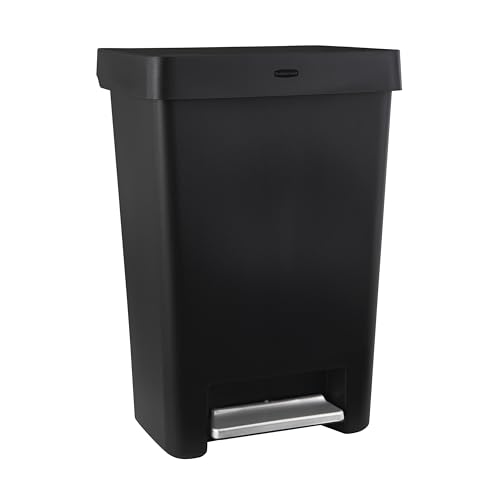 Rubbermaid Step-On Küchenabfalleimer mit Deckel, 13 Gallonen, schwarz, Müllbehälter für Zuhause/Küche/Wohnung/Garage von Rubbermaid