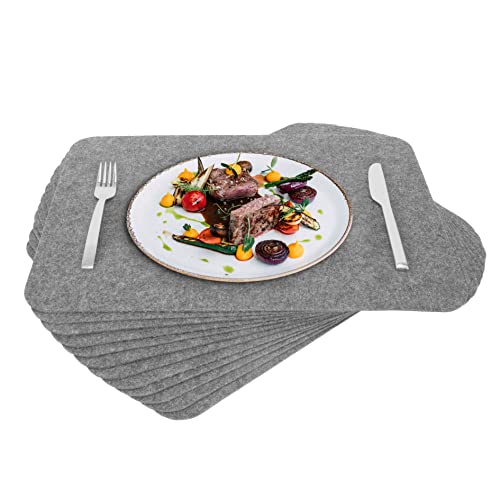 Rubberneck Premium Tischsets aus Filz - abwaschbar & rutschfest - 12er Set Platzsets Tisch-Matten Untersetzer - 45x32 cm - Hellgrau von Rubberneck