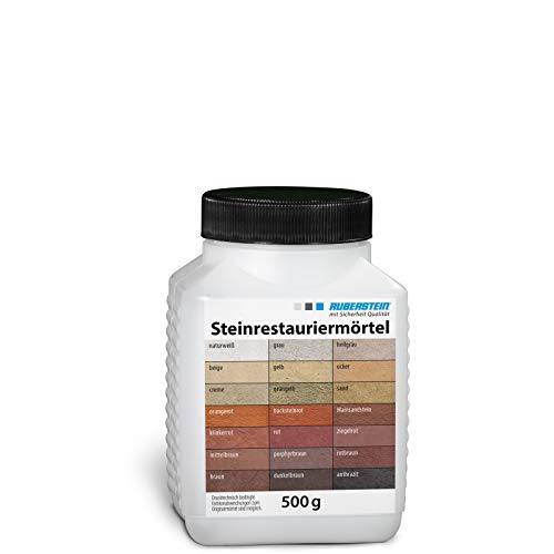 Ruberstein® Steinrestauriermörtel/Reparaturmörtel/Mörtel für Sandstein 0,5 kg (hellgrau) von Ruberstein