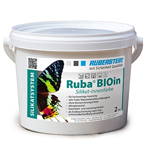 Ruberstein® Ruba BIOin, Silikatfarbe innen, 2l, weiß, für Allergiker, Anti-Schimmelfarbe von Ruberstein®
