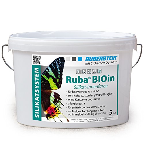 Ruberstein® Ruba BIOin, Silikatfarbe innen, 5l, weiß, für Allergiker, Anti-Schimmelfarbe von Ruberstein®
