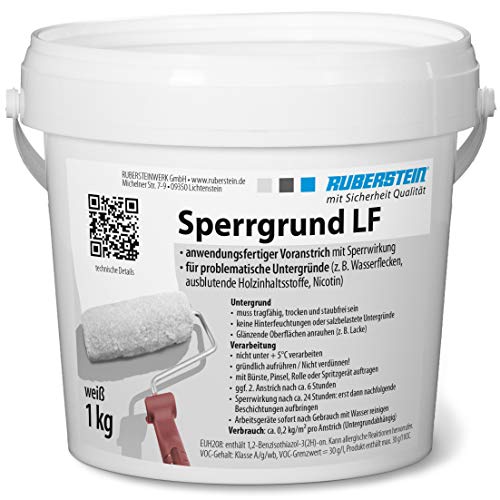 Ruberstein® Sperrgrund LF weiß 1 kg, lasierende quarzfreie Grundierung mit Sperrwirkung von Ruberstein