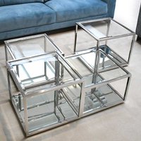 Moderne Couchtische aus Glas und Edelstahl Bügelgestell (vierteilig) von Rubin Möbel