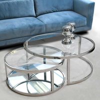 Runde Couchtische aus Glas und Metall Chromfarben (zweiteilig) von Rubin Möbel