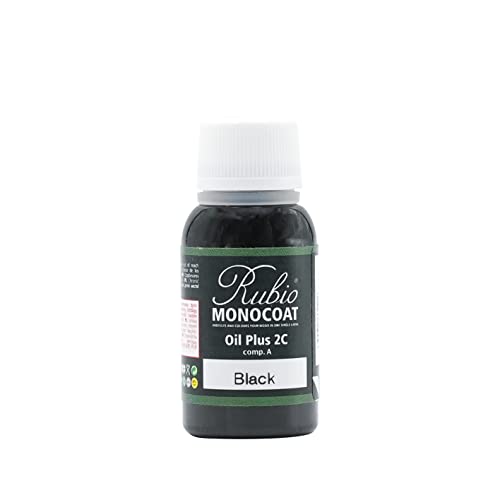 Rubio Monocoat Oil Plus 2C, Leinöl als ökologischer Holzschutz für den Innenbereich, schnell trocknendes Holzöl zur Holzbehandlung - Black, 20 ml von Rubio Monocoat