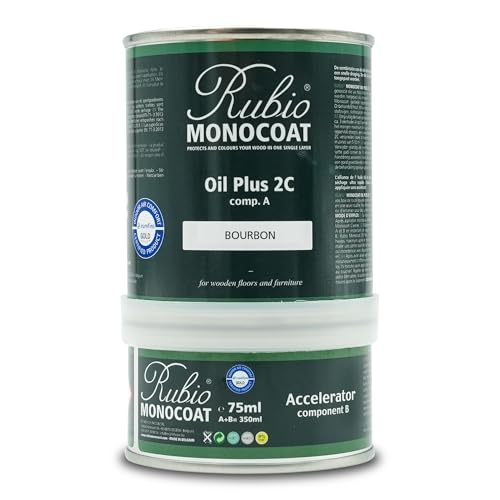 Rubio Monocoat Oil Plus 2C, Leinöl als ökologischer Holzschutz für den Innenbereich, schnell trocknendes Holzöl zur Holzbehandlung - Bourbon, 350 ml von Rubio Monocoat