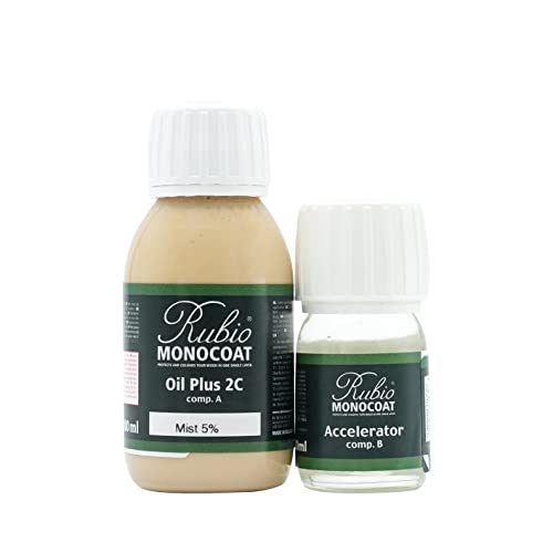 Rubio Monocoat Oil Plus 2C, Leinöl als ökologischer Holzschutz für den Innenbereich, schnell trocknendes Holzöl zur Holzbehandlung - Mist 5%, 130 ml von Rubio Monocoat