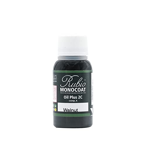 Rubio Monocoat Oil Plus 2C, Leinöl als ökologischer Holzschutz für den Innenbereich, schnell trocknendes Holzöl zur Holzbehandlung - Walnut, 20 ml von Rubio Monocoat