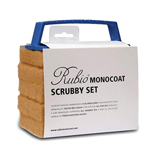Rubio Monocoat Scrubby Set, Handpolster-Halter und 5 beigefarbene Pads von Rubio Monocoat