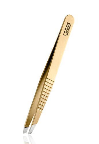 Rubis Pinzette Edelstahl vergoldet - Profi Pinzette Augenbrauen zupfen - ProGrip Gold von Rubis