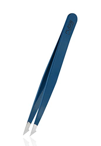Rubis Pinzette Evolution 2in1 - spitz, schräg und fein - Splitterpinzette für eingewachsene Haare und Splitter - Pinzette Augenbrauen zupfen - Blau von Rubis
