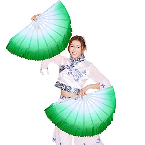 Rubruan Tanz Handheld Falt Fächer - 1 Paar Chinesische Faltbare Handfächer Plastikgriff Damast Bespannung Requisit Dekoration Personalisiert Tai Chi Kung Fu Turngerät Fächertanz für Frauen Kinder von Rubruan