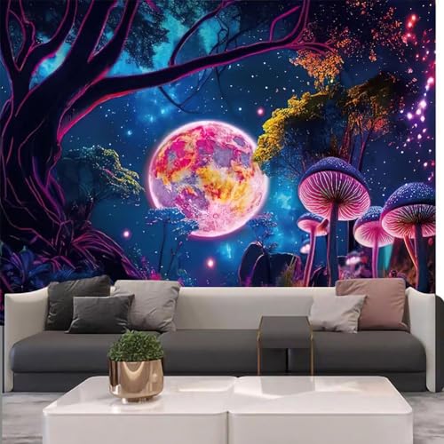 Rubruan Wandteppich Wandtuch UV-Reaktiv Wandbehang – 3D Digital Bedruckt Farbenreich Dekostoff Dekoration für Wohnzimmer Schlafzimmer Party Urlaub von Rubruan