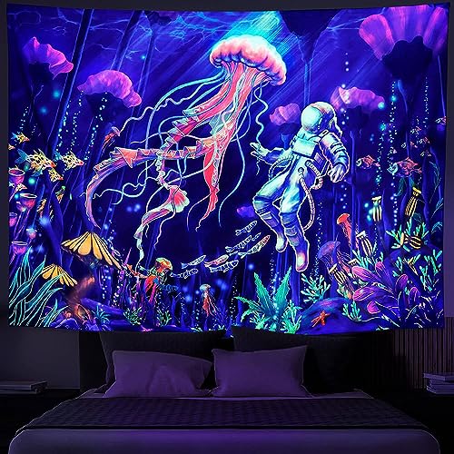 Rubruan Wandteppich Wandtuch UV-Reaktiv Wandbehang – 3D Digital Bedruckt Farbenreich Dekostoff Dekoration für Wohnzimmer Schlafzimmer Party Urlaub von Rubruan