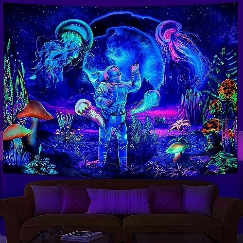 Rubruan Wandteppich Wandtuch UV-Reaktiv Wandbehang – 3D Digital Bedruckt Farbenreich Dekostoff Dekoration für Wohnzimmer Schlafzimmer Party Urlaub von Rubruan