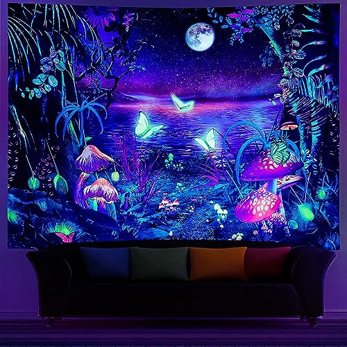 Rubruan Wandteppich Wandtuch UV-Reaktiv Wandbehang – 3D Digital Bedruckt Farbenreich Dekostoff Dekoration für Wohnzimmer Schlafzimmer Party Urlaub von Rubruan