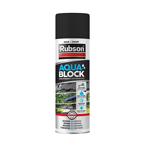 Rubson Aquablock Versiegelungsspray, Schwarz, 300 ml, Dichtungsspray, zum Abdichten von Lecks und Rissen, Flüssiggummi, für Reparaturen, schnell trocknend von Rubson