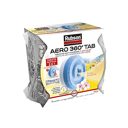 Rubson Aero 360 Luftentfeuchter Nachfüllungen, Weiß, Wildblumenduft, 450g von Rubson