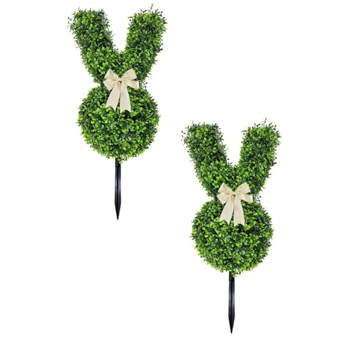 2 Stück Bunny Topiary, Dekofigur – Osterhasenfigur – Hasenfigur in Grün – Topiary aus Osterhasenbaum für die Dekoration der Osterveranda im Outdoor/Indoor (2, A) von Rubu22a